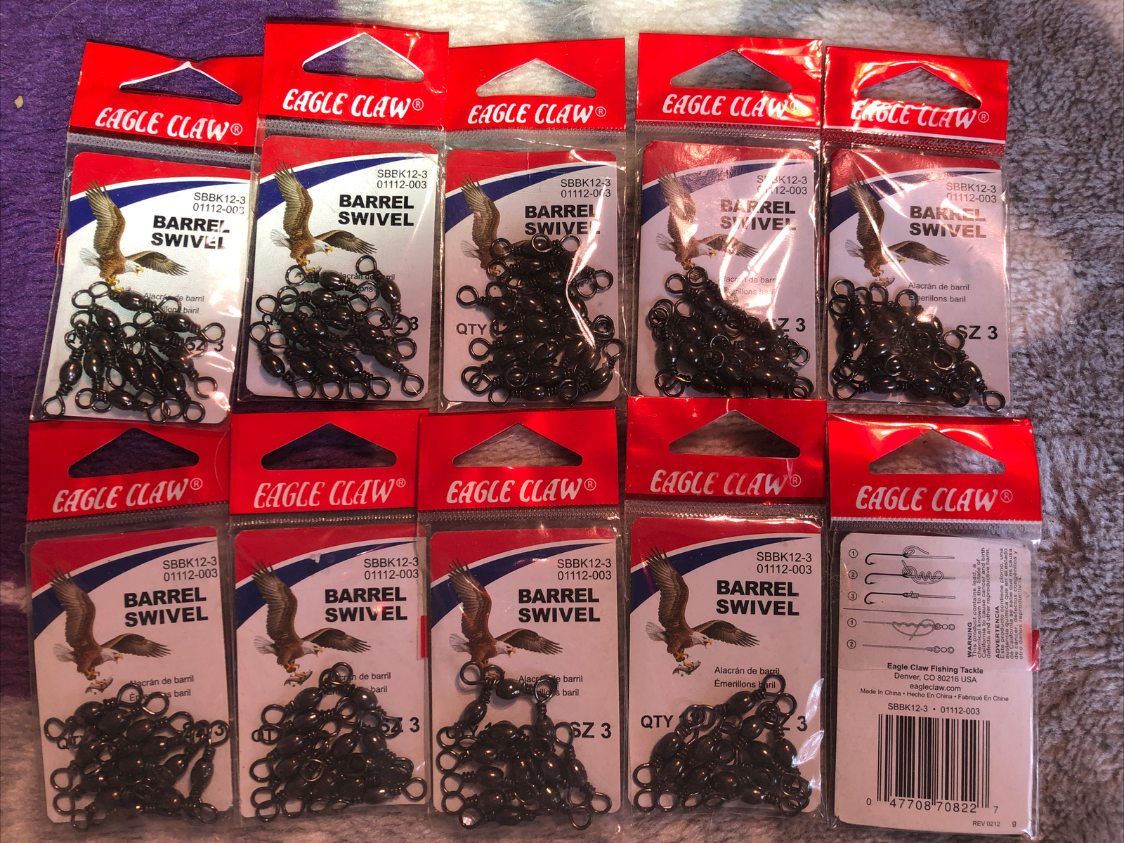 Eagle Claw 01112-003 Black Barrel Swivel 12Ct, Size 3, SBBK 12-3, NEW, W-H-5