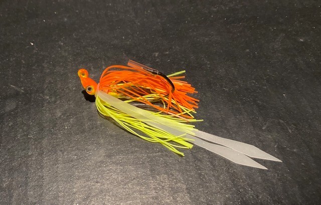 10pk Poison Tail Jigs w/skirts 1/4 or 3/8oz  Yellow /Orange Mustad SICKLE HOOKS