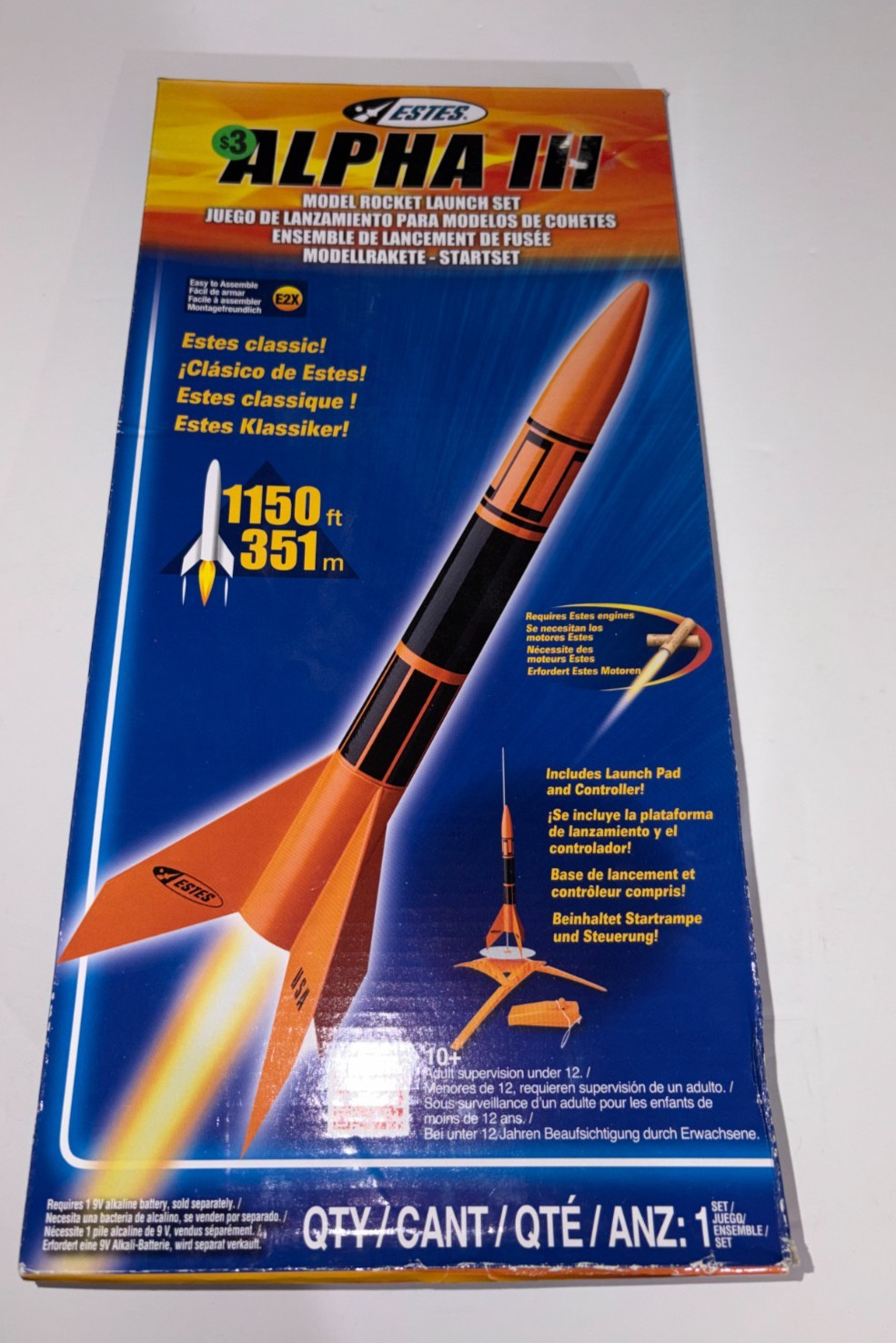 ESTES ALPHA III FLYING MODEL ROCKET LAUNCH SET Ages 10+ - New in Box MPN 1427