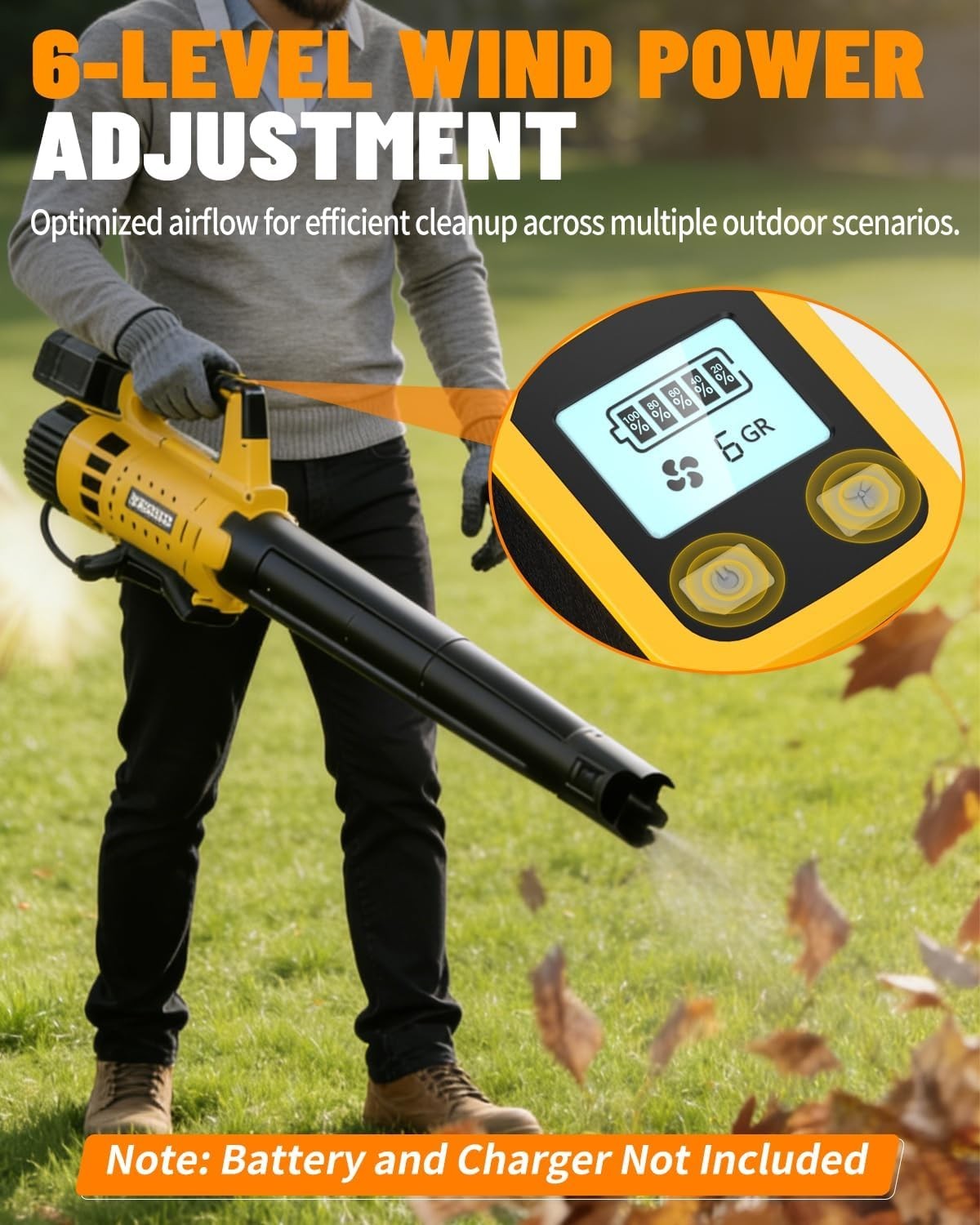 Cordless Leaf Blower for DEWALT 20V MAX Battery, 480 CFM / 130 MPH Brushless Dus
