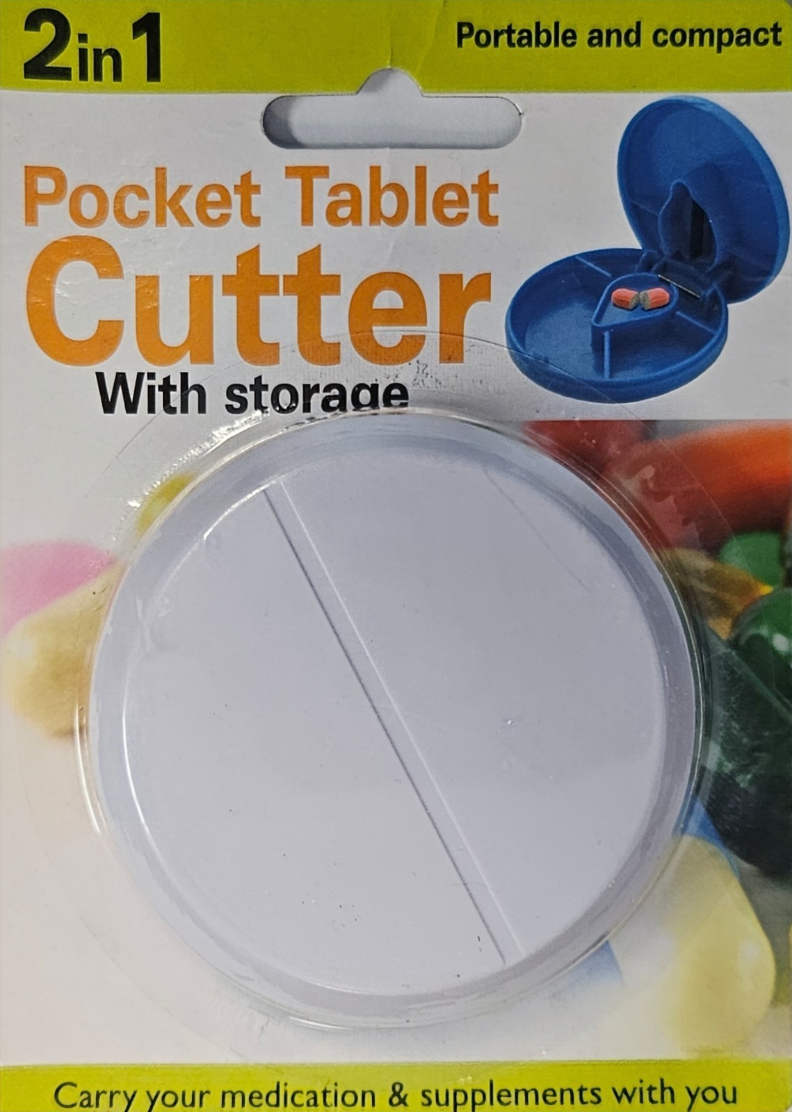 2-in-1 Compact Pill Splitter with Storage
