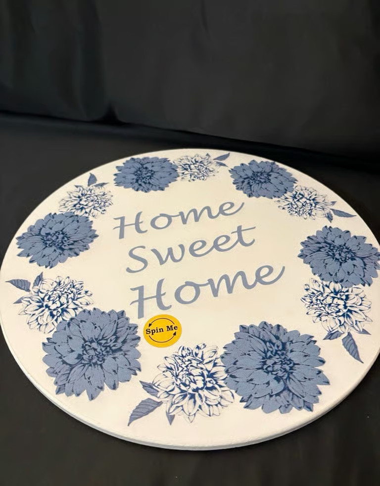 Trueliving lazy suzan blue and white HOME SWEET HOME