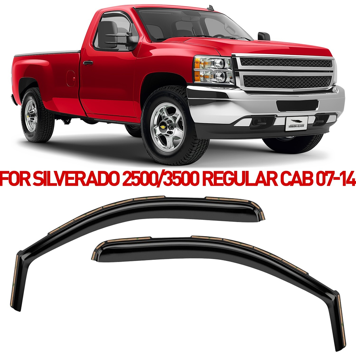 Side Window Deflectors Rain Guards for 2007-2014 Chevy Silverado Regular Cab