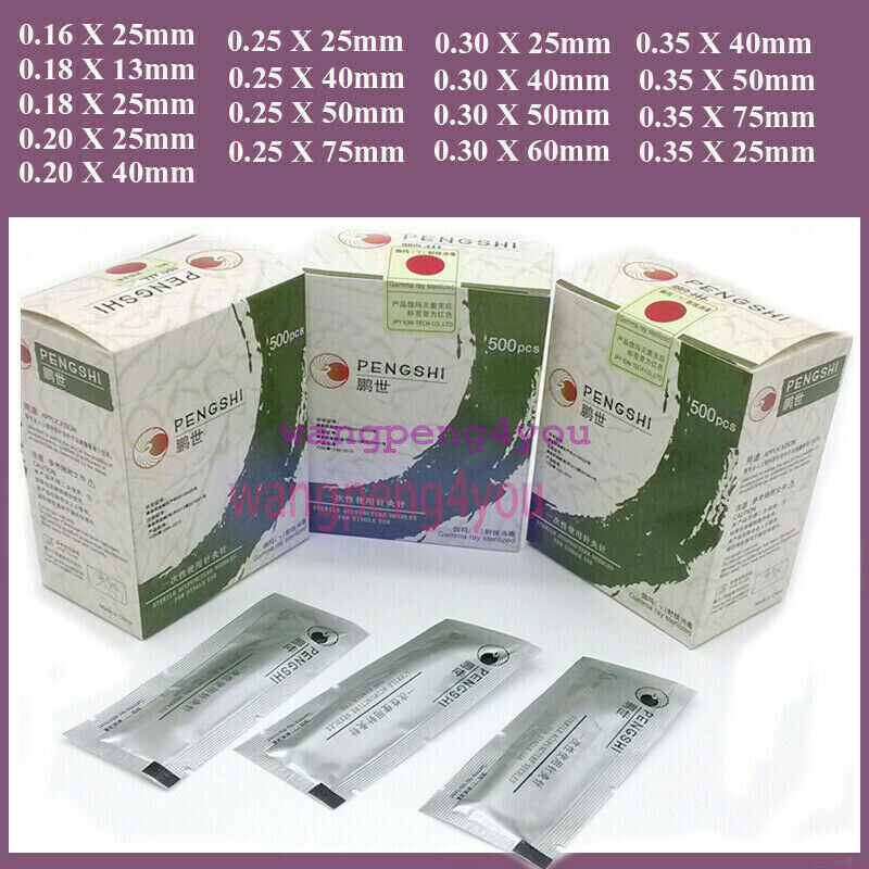 PengShi Acupuncture TCM Acu Needles with guide tube 500/BX Massage Cupping Treat