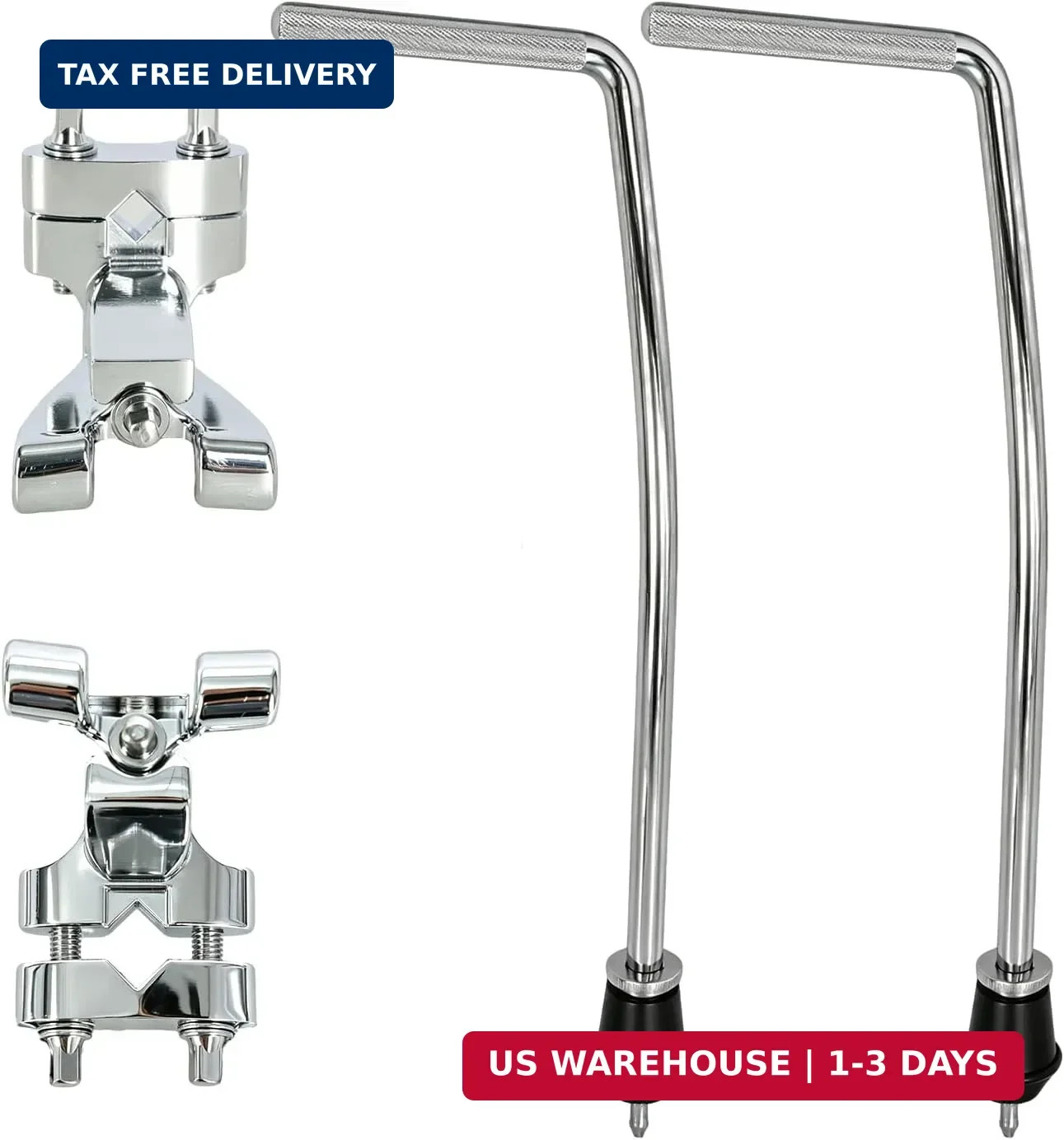 Bass Drum Spurs Legs No-Drill Adjustable Kick Drum Legs with Dual-Mode Feet (Spi