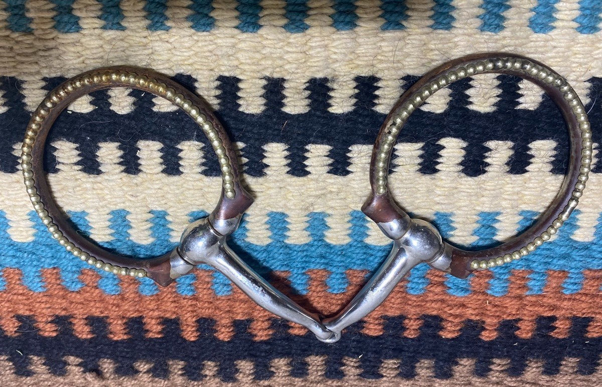 Horse BIT - Fancy Western Snaffle - Dotted Sweet Iron - copper inlay mouth 5"
