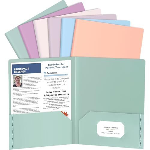 Paquete de 6 carpetas de archivos de colores con bolsillos y soporte 6 Pack
