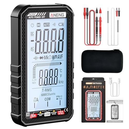 Digital Multimeter Tester, Smart Digital Multimeter 6000 Counts with 620C Black