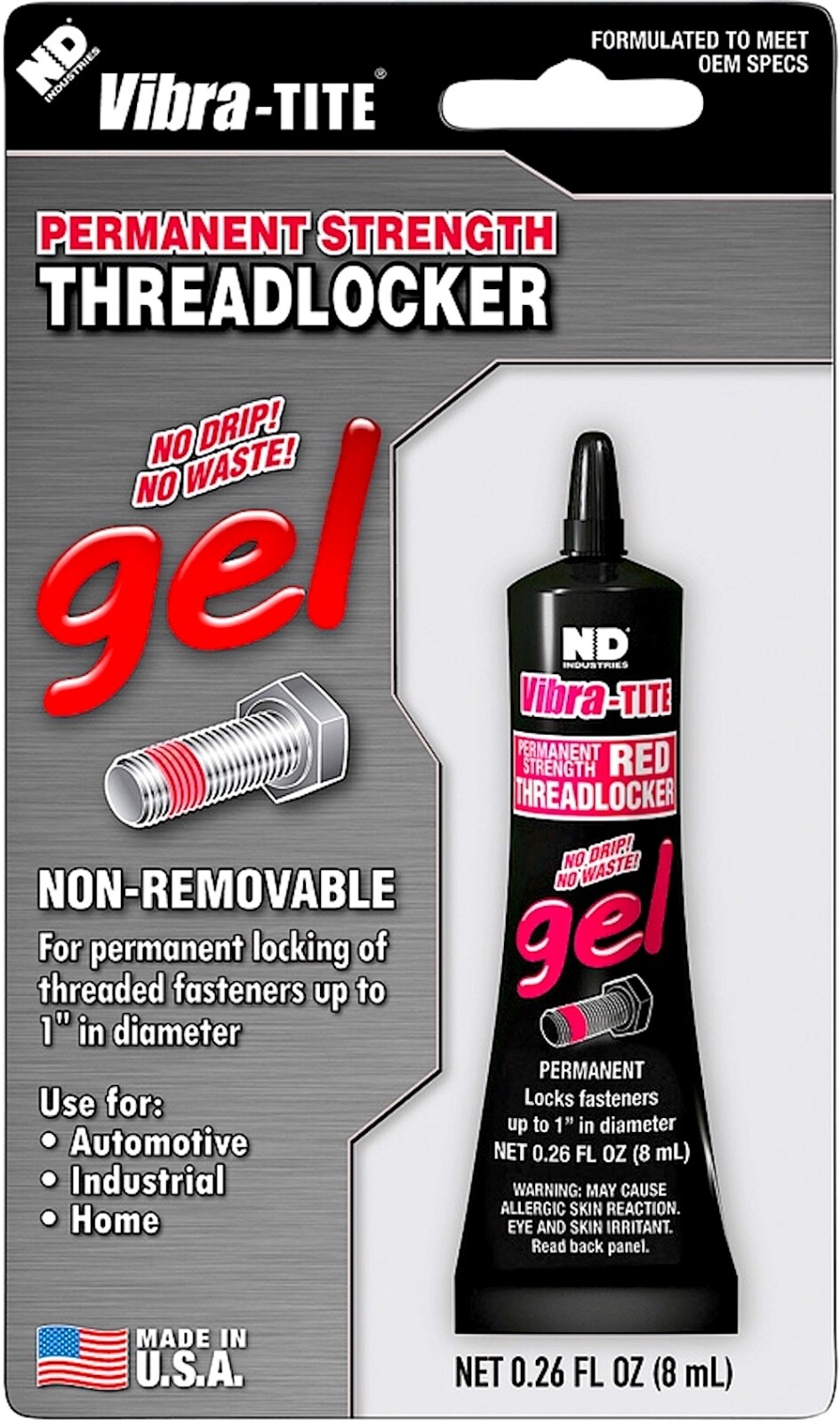 Vibra-Tite Threadlocker Gel Red – Permanent Strength / Non-Removable - USA