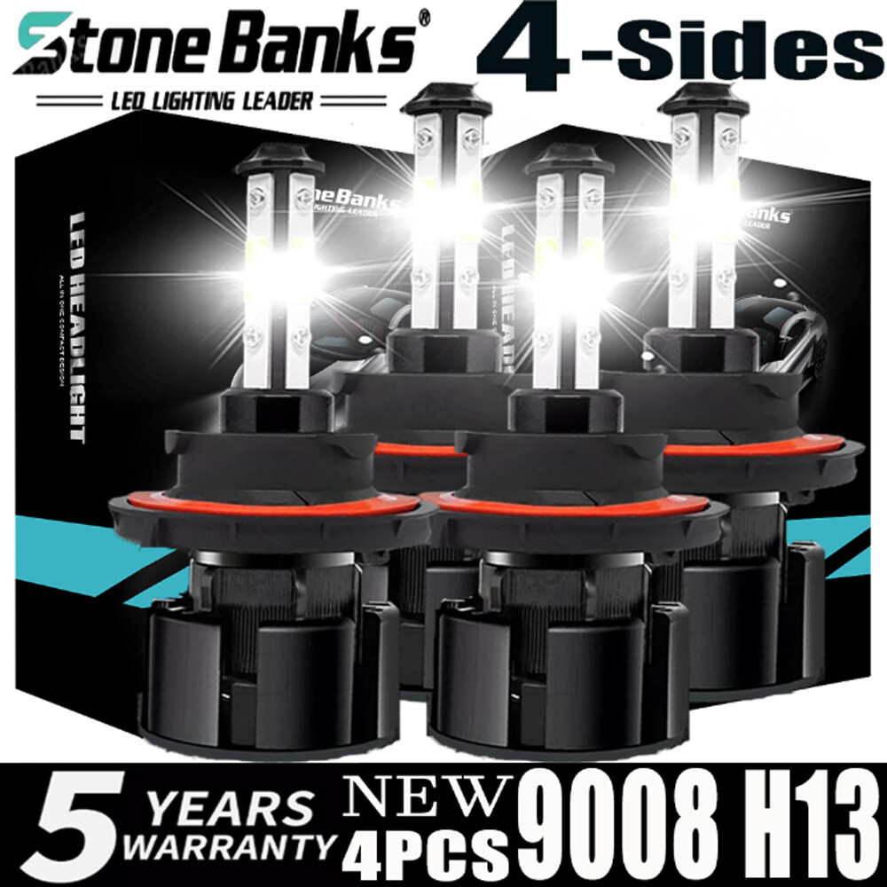 4X 9008 For Chevy HHR 2006-2011 6000K White LED Headlight Kit Hi/Lo Bulbs NEW