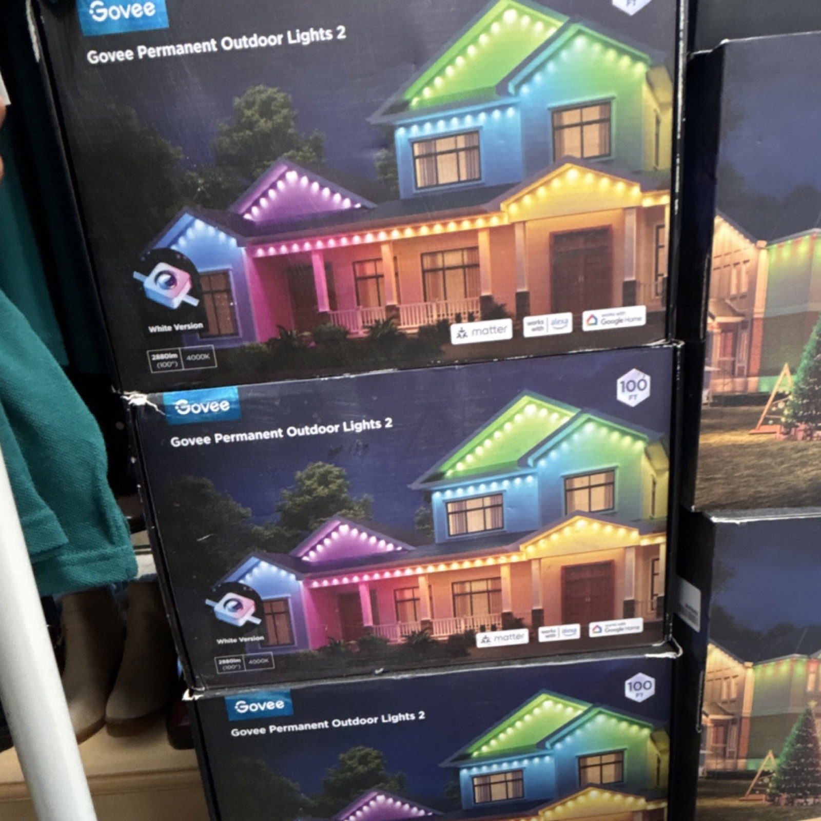 Govee Permanent Outdoor Lights 2 100 ft LED RGB Multicolor String Light, Alexa