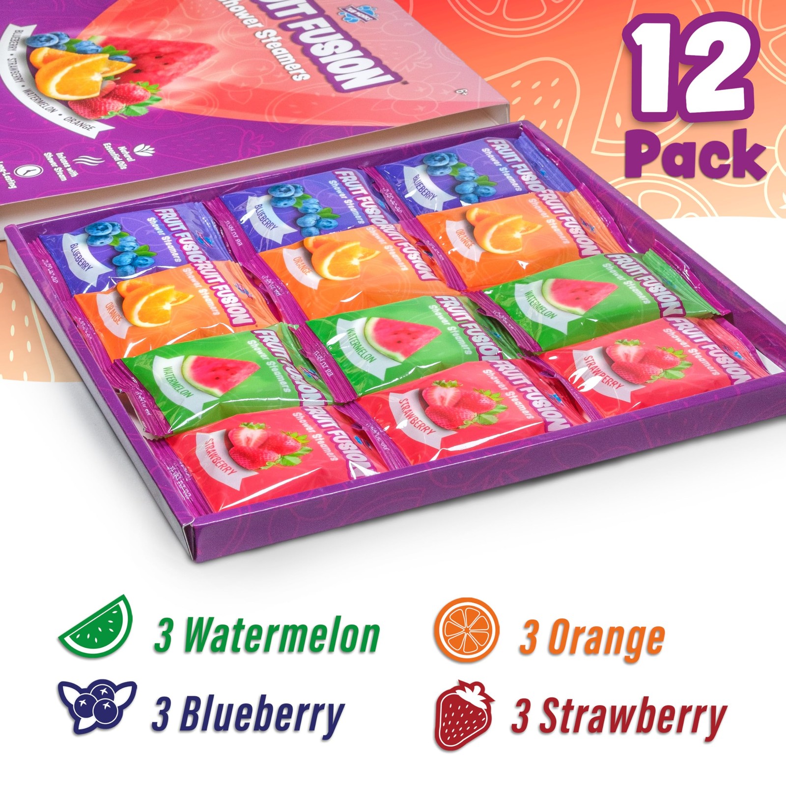 ® Fruit Fusion™ Shower Steamers for Kids, Variety 12 Pack | Fresh & Fruity Sh...