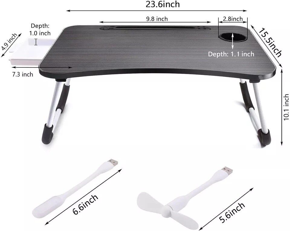 Laptop Tray Lap Desk Stand Foldable Bed Table Notebook Tray Cup Slot Adjustable