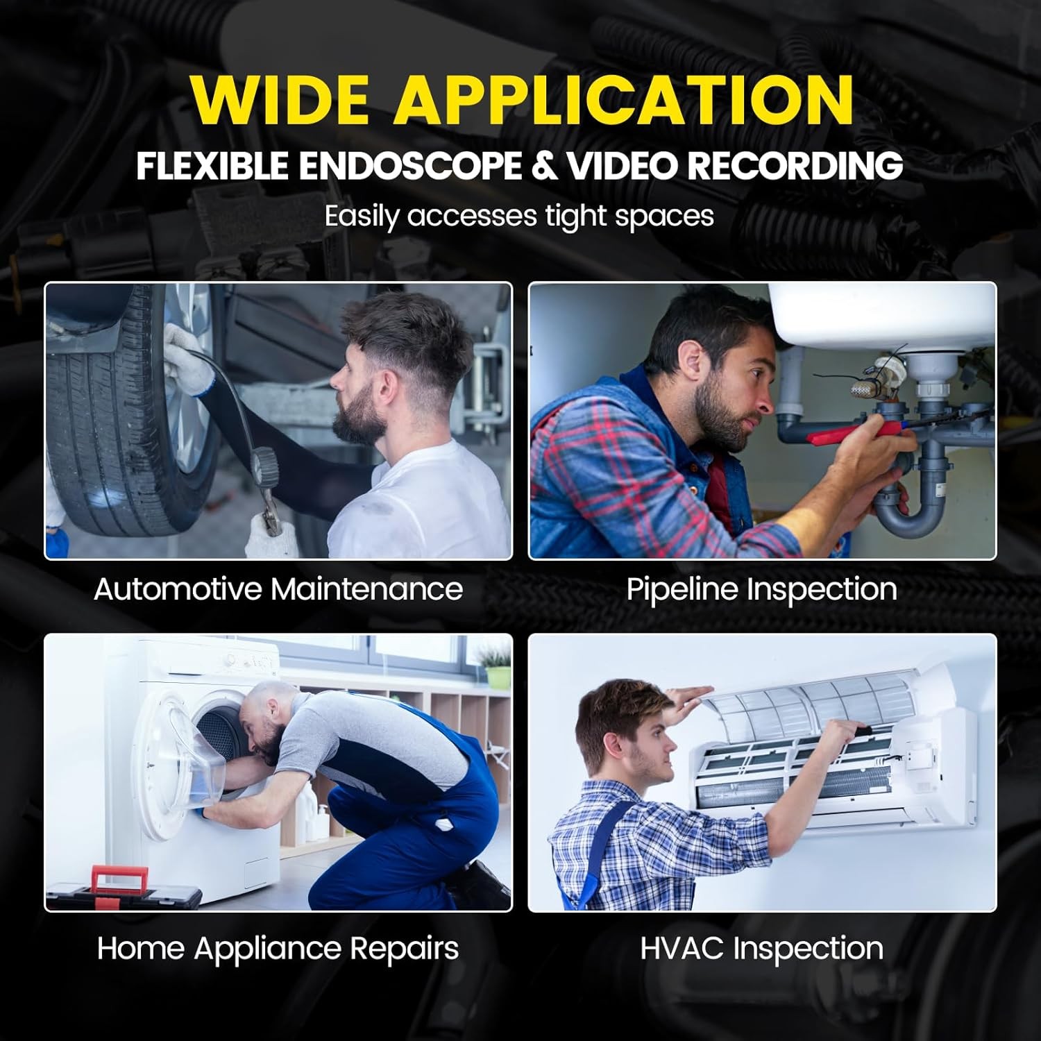 Two-Way Articulating Borescope Camera Endoscope Camera Inspection With 32GB Card
