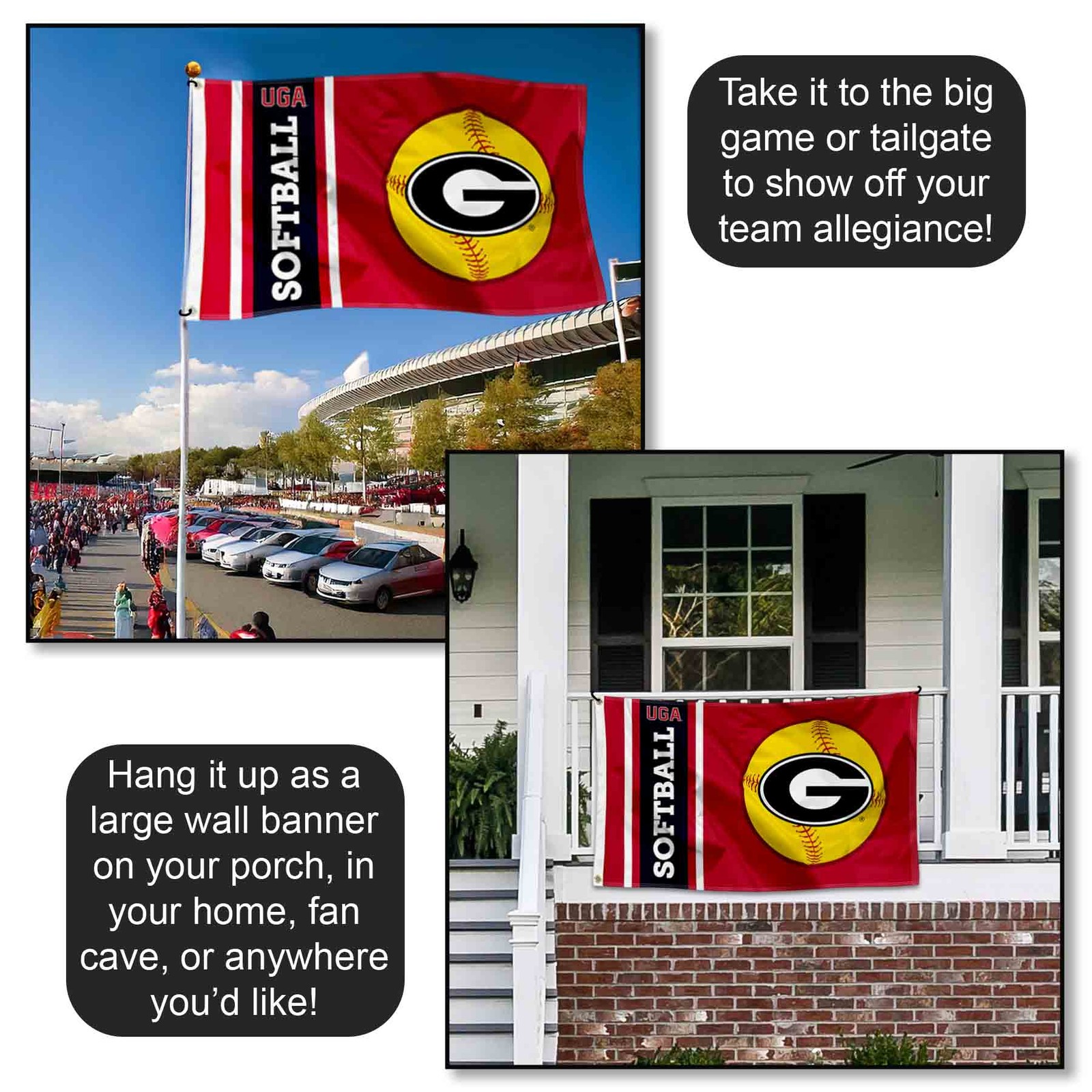 Georgia Bulldogs Softball 3x5 Flag