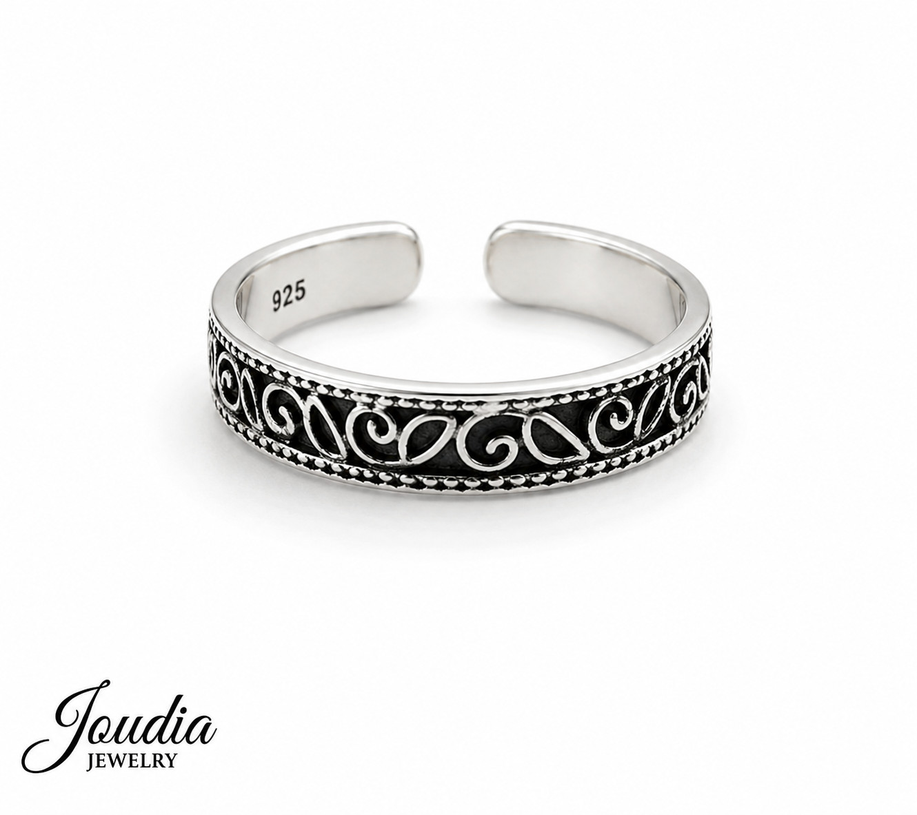 925 Sterling Silver Tibetan Design Toe Ring Adjustable Vintage Beach Jewelry
