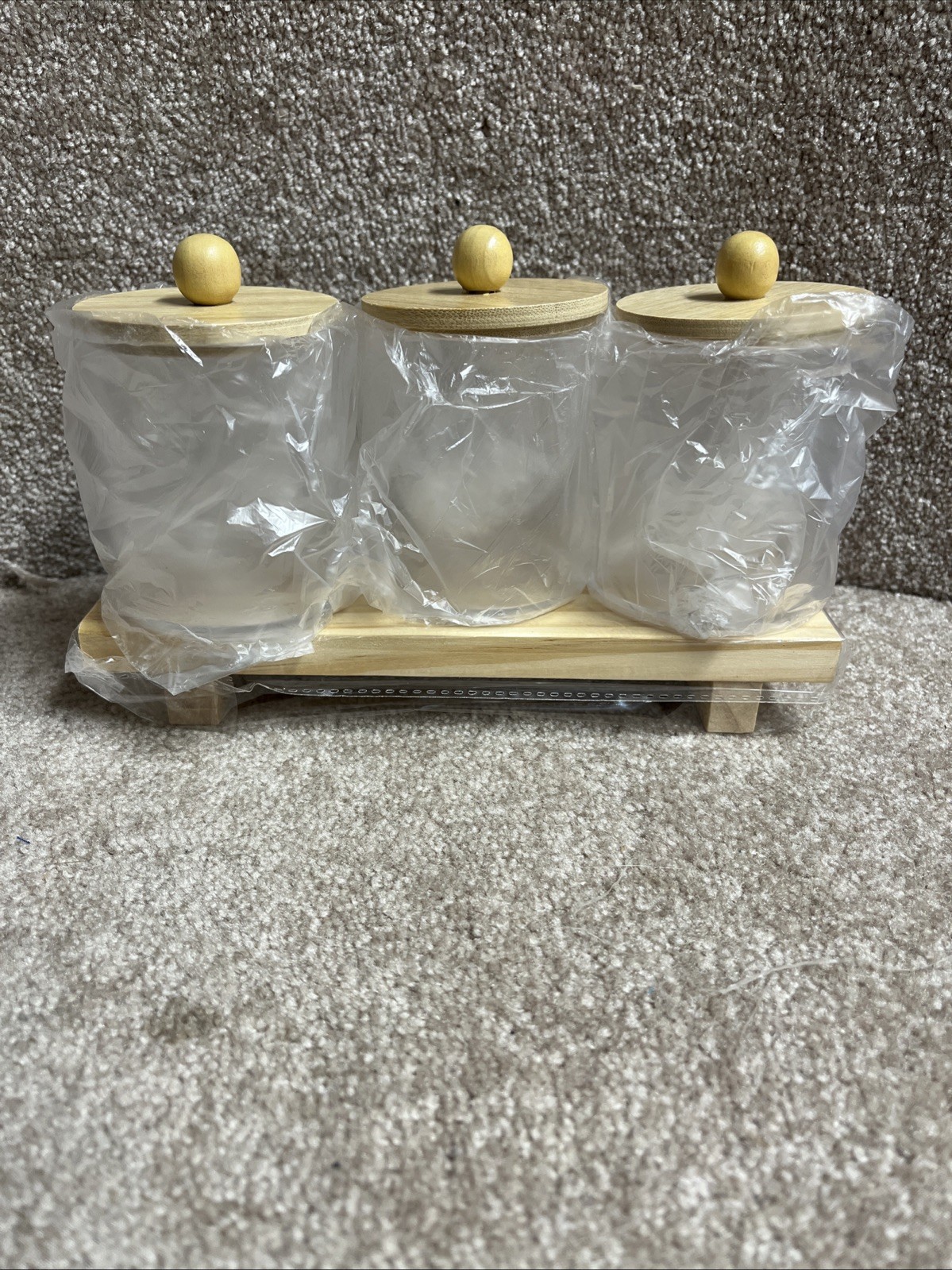 Bathroom Organizer Accessories Set-3 Holder Storage with Wood Lid New