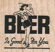 Beer Is Good For You 1 1/2 x 1 1/4" Mounted Rubber Stamp, Food and Drink Stamp