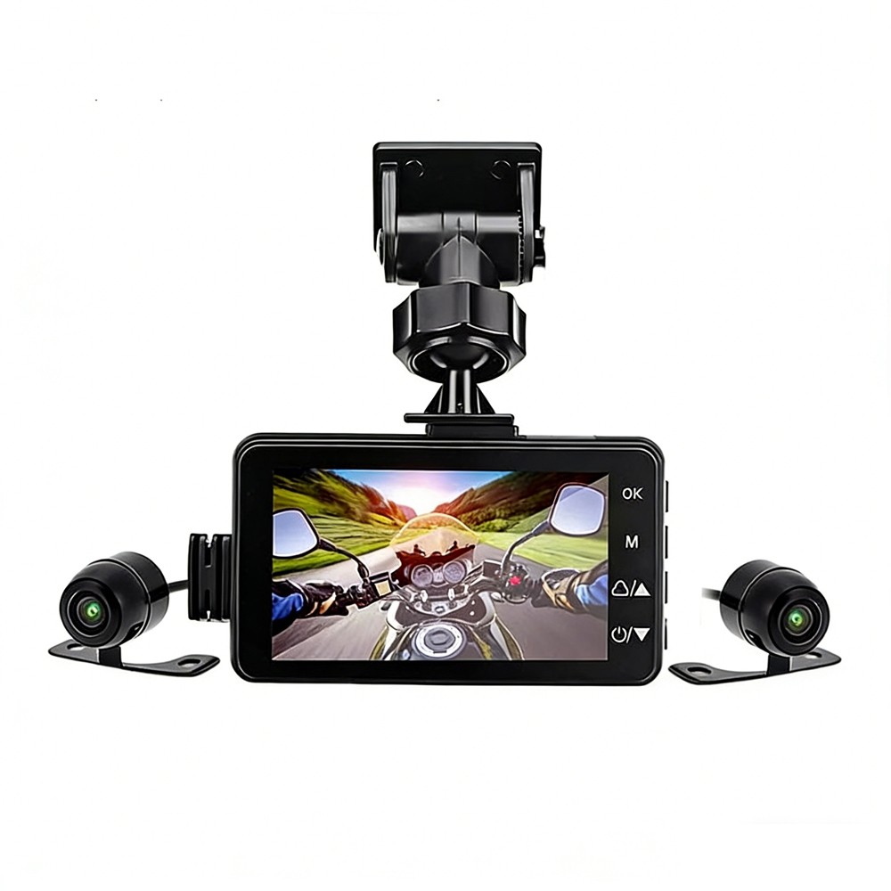 Motorcycle Dash Cam 2.8 inch HD 1080P Motorcycle Front and Rear Dual-Lens Camera