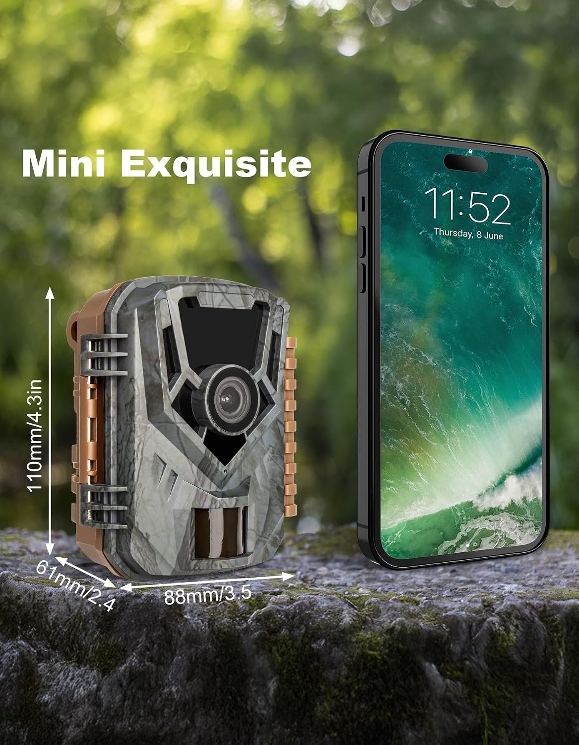Mini Trail Camera 36MP 2.7K with Night Vision & 0.1s Trigger Time, 130° Angle