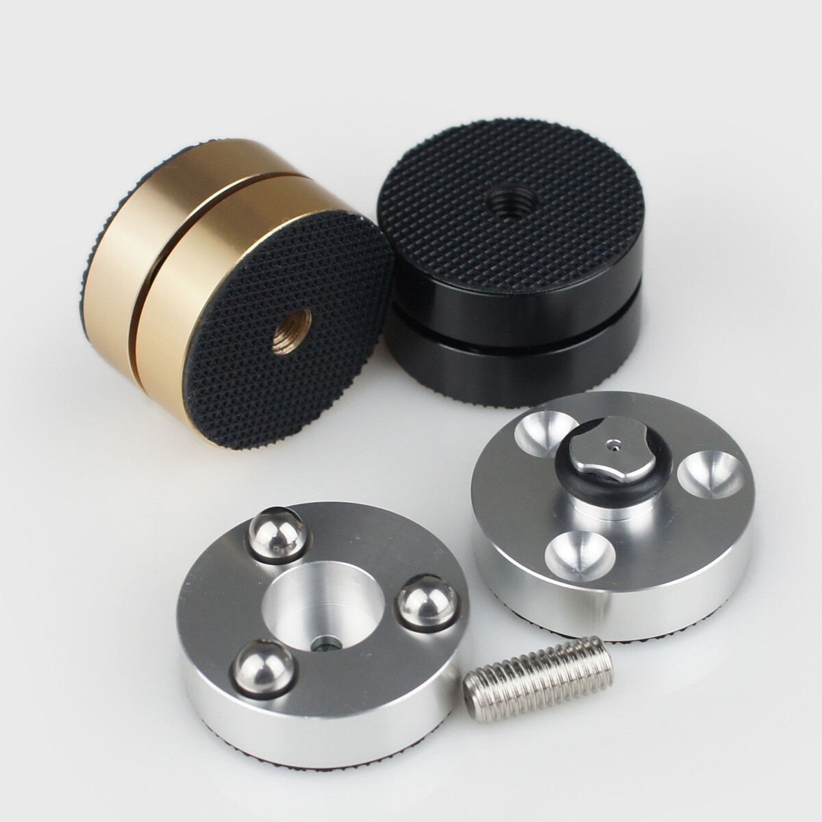 4PCS Aluminium HiFi Speaker Isolation Stand Feet with Steel Beads Spikes Pads