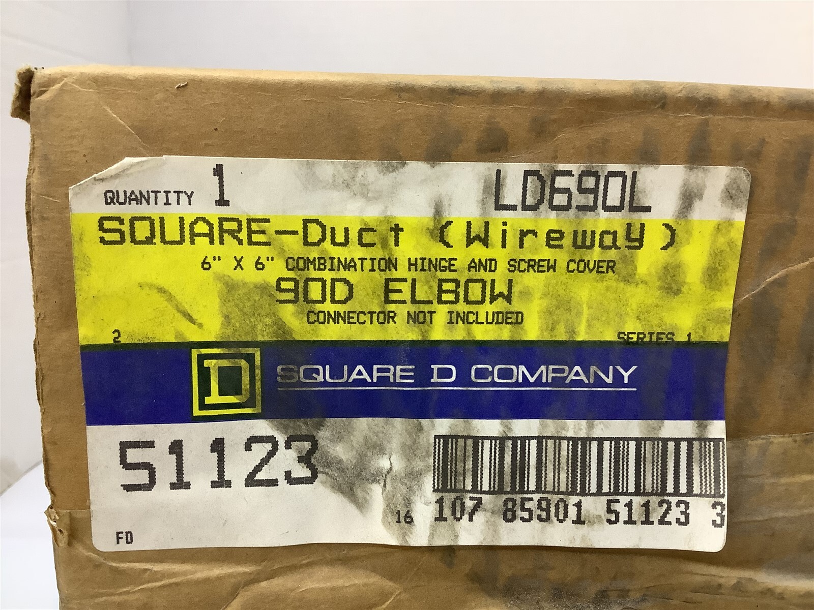 Sqaure D LD690L 6" x 6" Wire Way 90D Elbow
