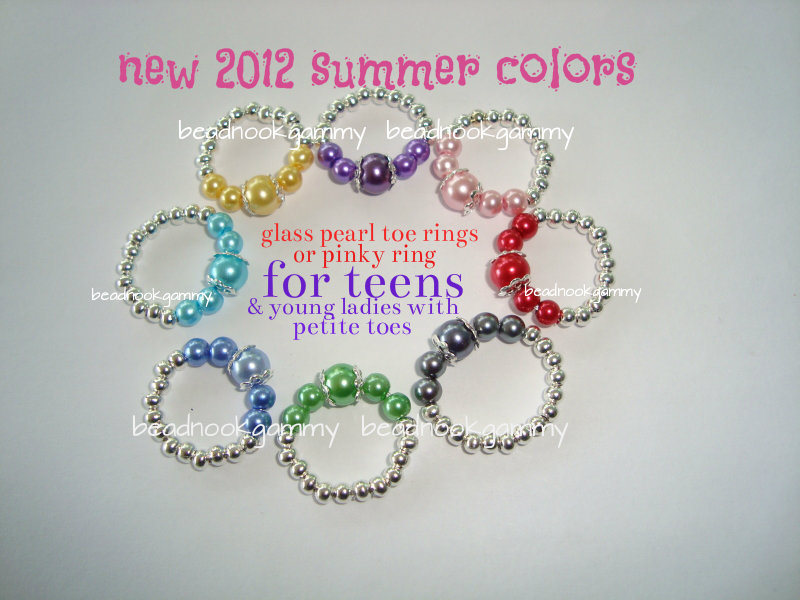 PETITE Glass Pearl Toe Ring or Pinky Ring - Vivid Colors to choose from, SO CUTE