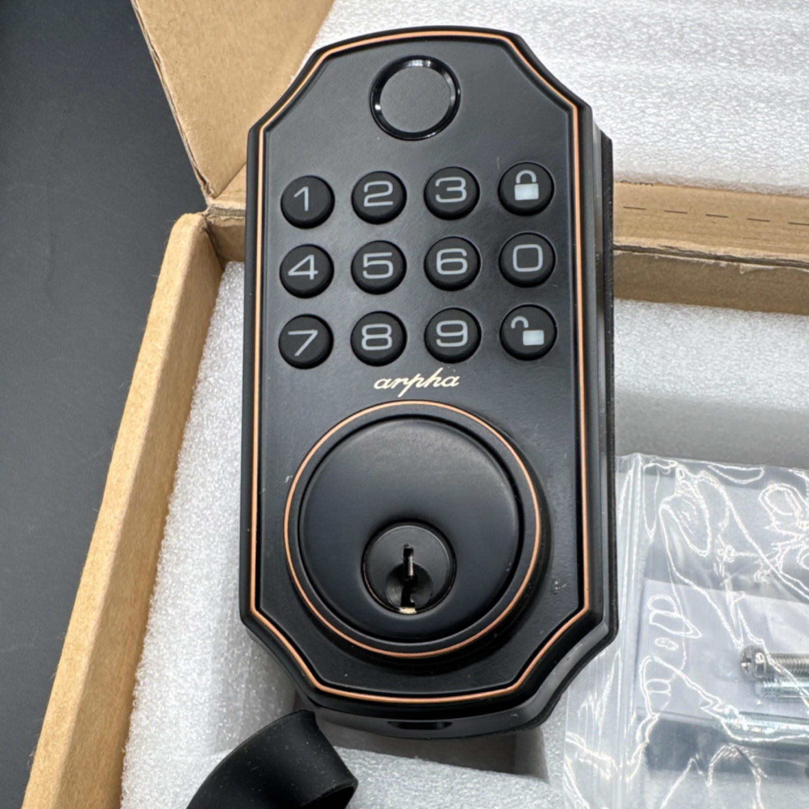 arpha D280 Fingerprint Keypad Smart Lock, APP Control, Auto Lock, Black