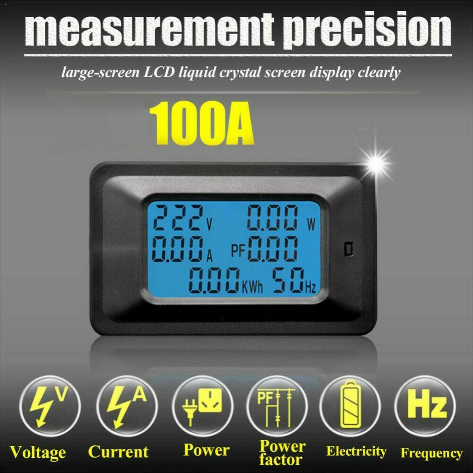 100A AC LCD Digital Voltmeter Voltage Watt Power Monitor KWh Voltmeter Ammeter