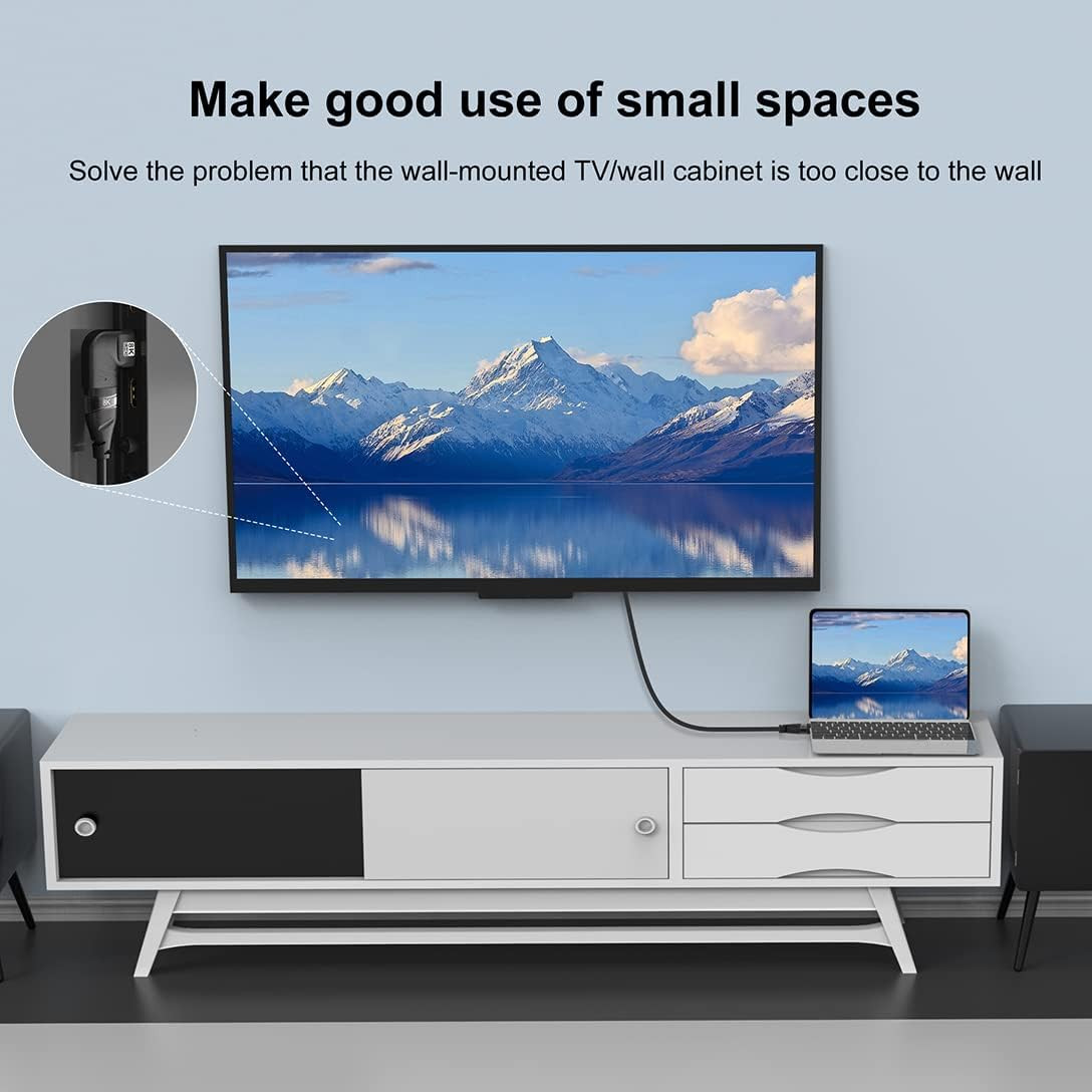 4 Pack 8K HDMI 2.1 Male to Female Adapter Connector up down Left Right Angle 90