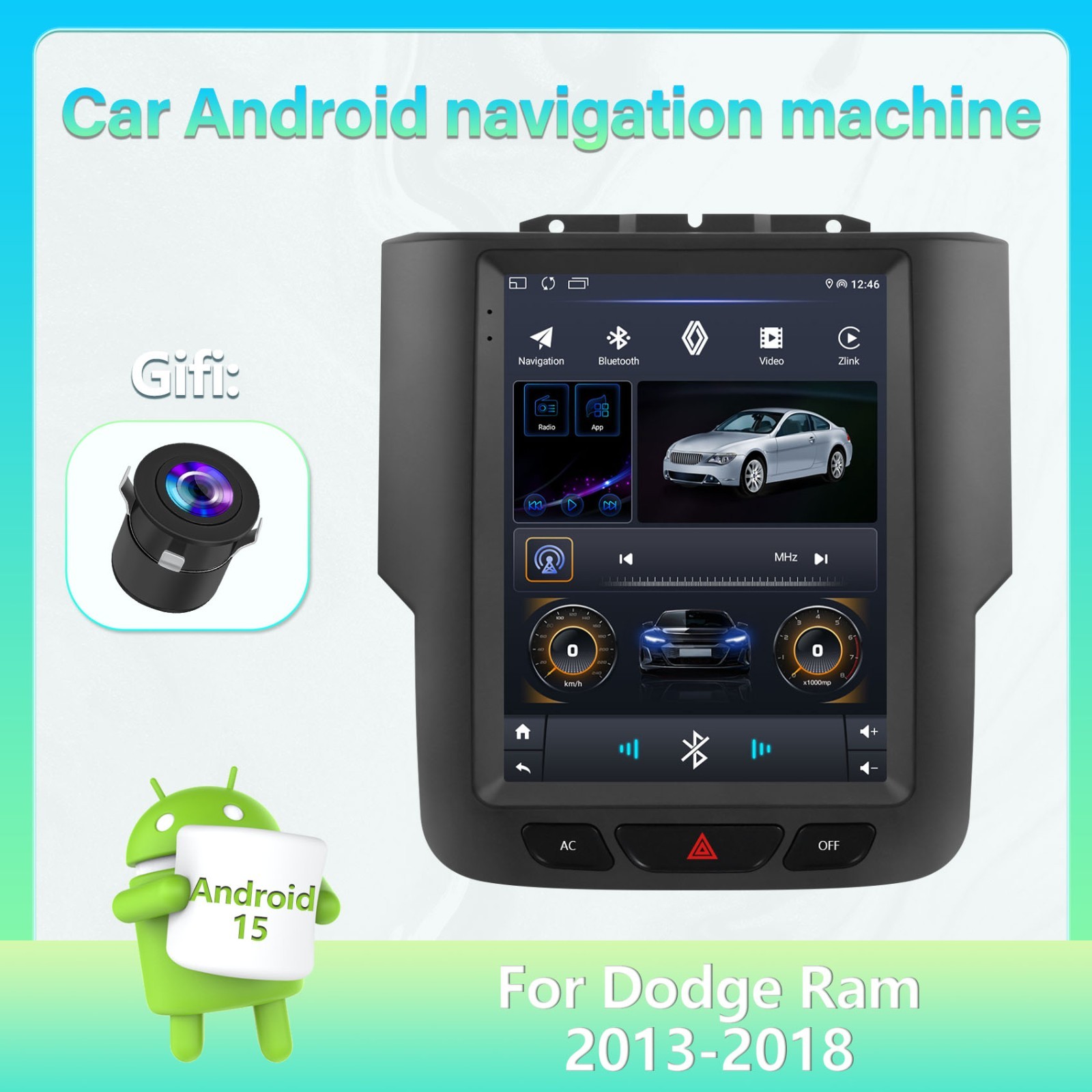 9.7" Tesla Style FOR 2013-2019 DODGE RAM 1500 2500 3500 CARPLAY GPS RADIO STEREO