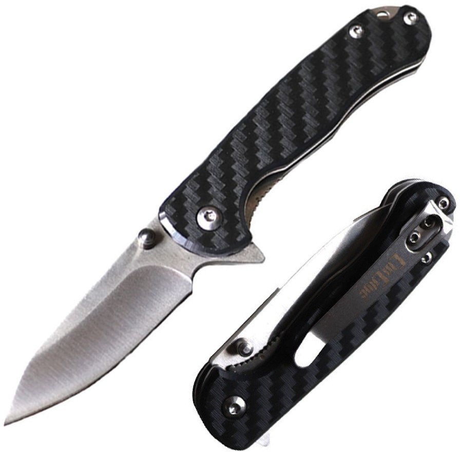 ElitEdge Linerlock Folding Knife 2.25" 8Cr13MoV Steel Blade Carbon Fiber Handle