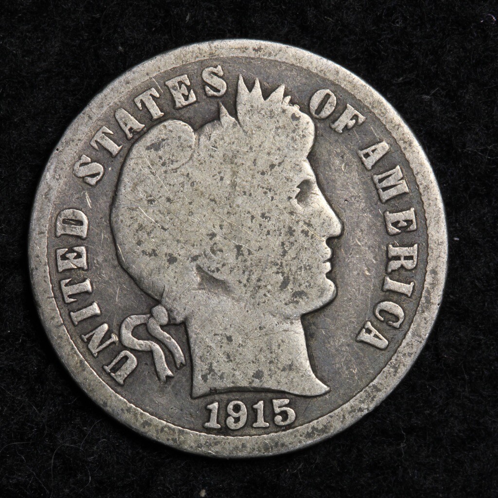 1915-S Silver Barber Dime GOOD FREE SHIPPING