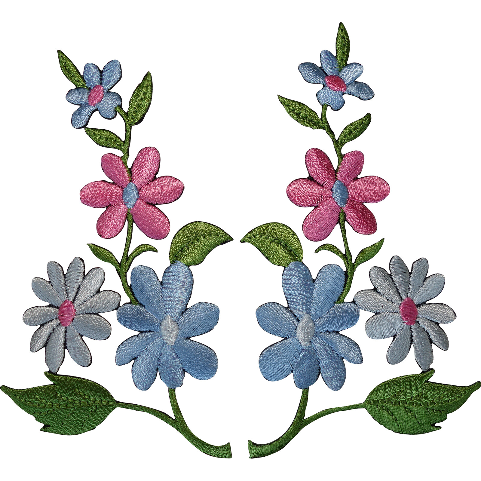 Pair of Flower Patches Iron Sew On Jeans Clothes Embroidery Crafts Patch Badges