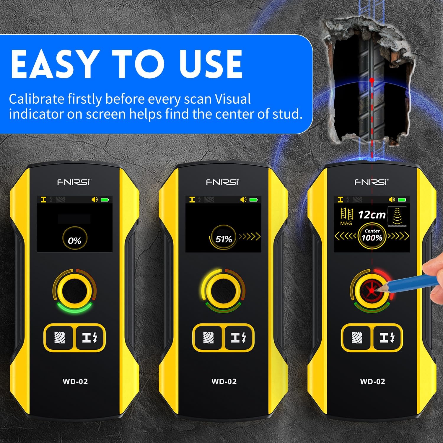 Stud Finder Wall Scanner - Upgraded WD-02 TFT Display Electronic Stud Detecto...