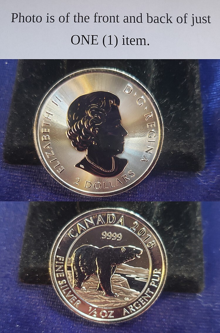 Canada 2 Dollar 2018 Polar Bear 1/2 Troy Oz .9999 Silver 24620