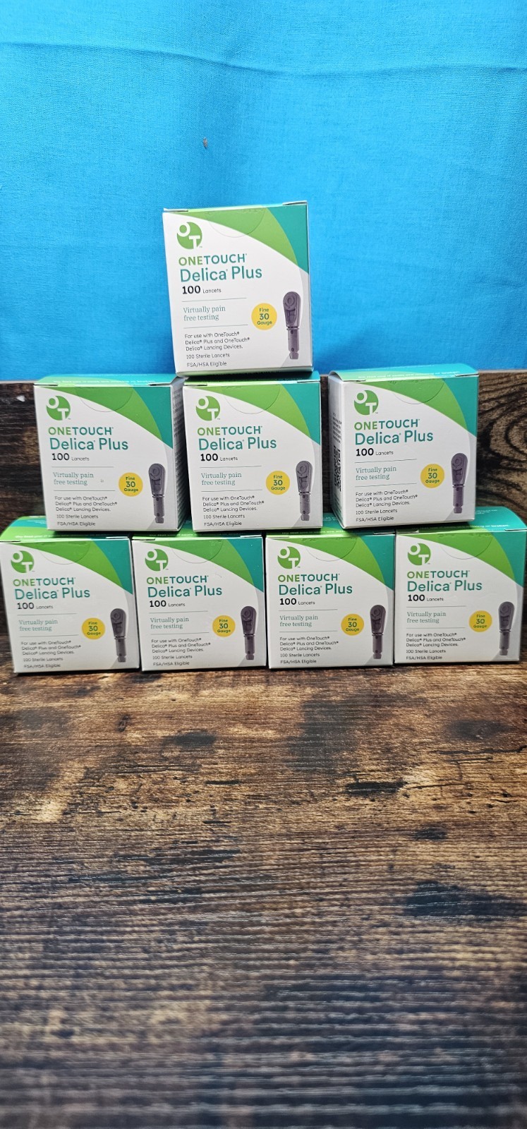 OneTouch Delica Plus 30G Lancets 100 Ct Each Exp 8/29 Lot Of 8