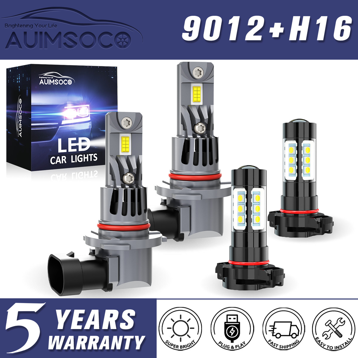 For 2016 Jeep Cherokee Latitude Sport Utility LED Headlight Hi/Lo Fog Light Bulb