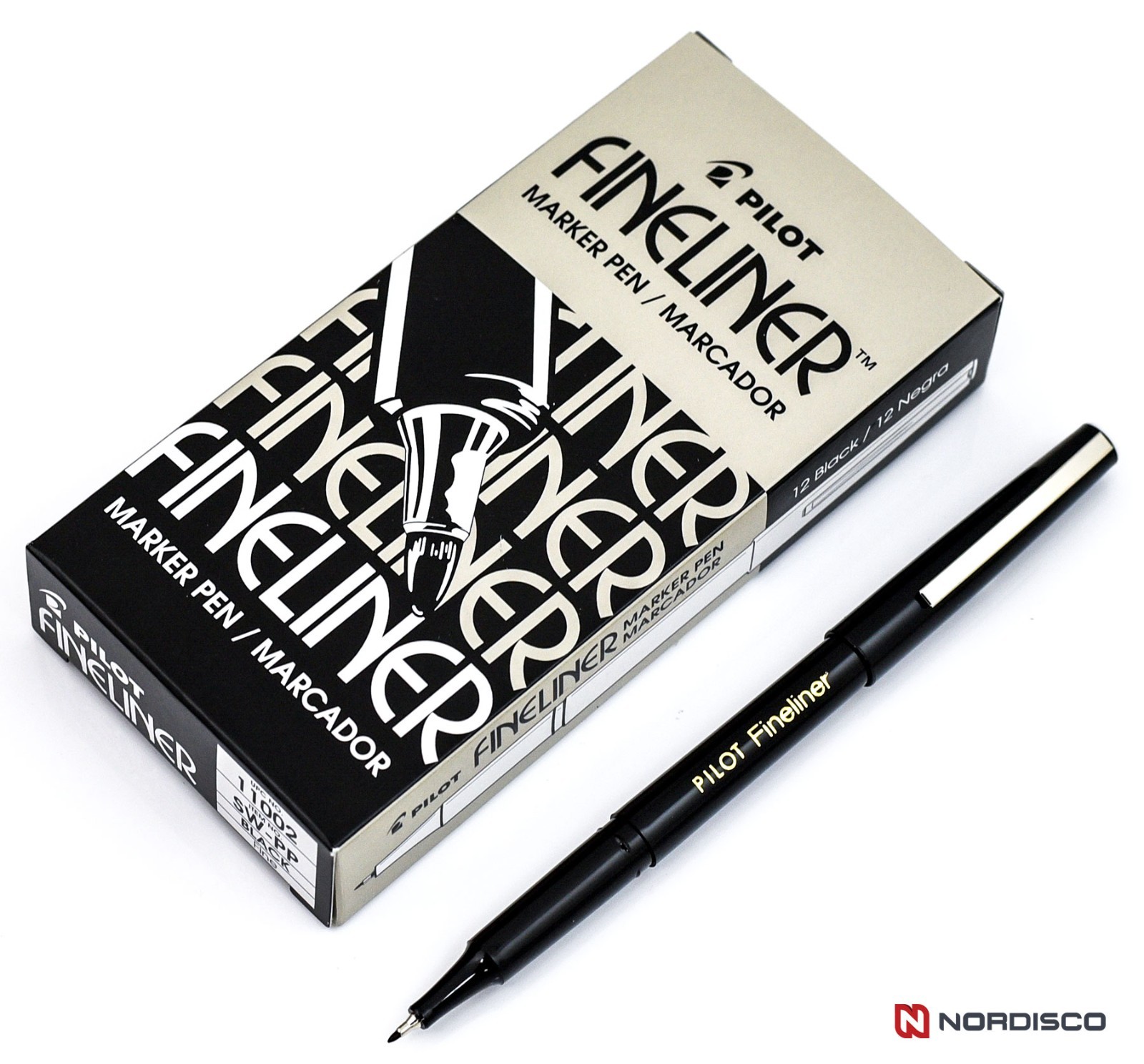 Pilot Fineliner Marker Pen 11002 SW-PP, 0.4mm Fine, Black Ink, Box of 12 Pens
