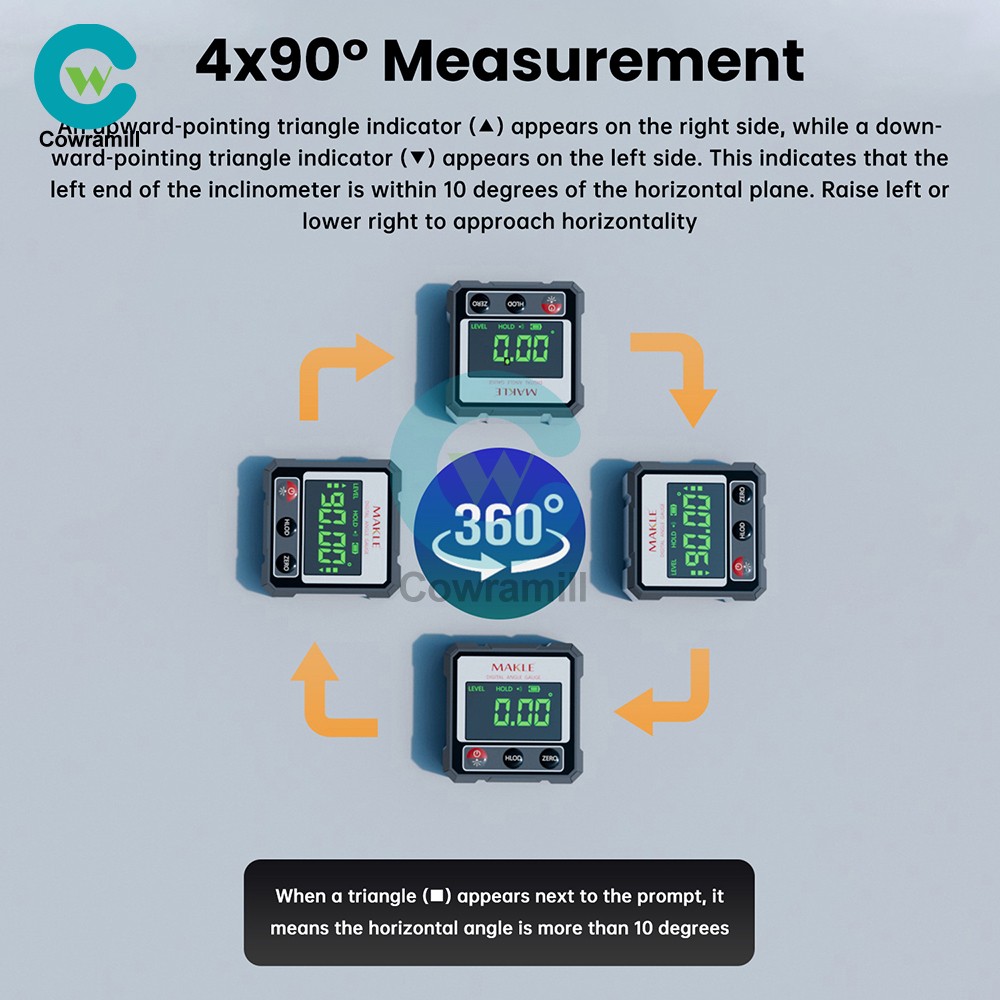 360° Magnetic Digital Level Angle Finder Protractor Inclinometer Rechargeable