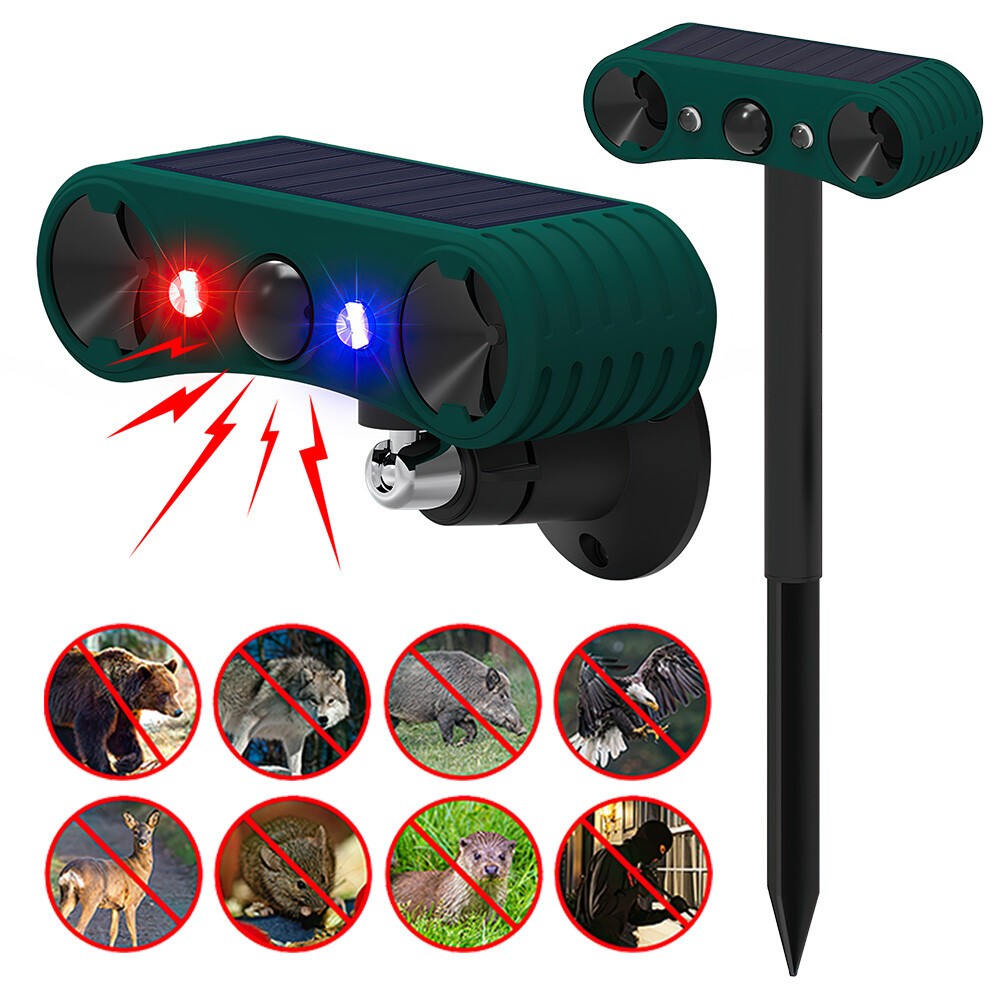 Solar Outdoor Wireless Motion Sensor Alarm 2*130db Loud Noise Maker 4 Modes