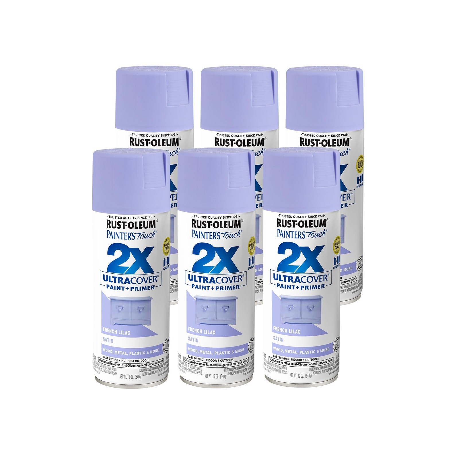 Rust-Oleum Painter's Touch 2X Satin French Lilac Spray Paint 12 oz (Case of 6)