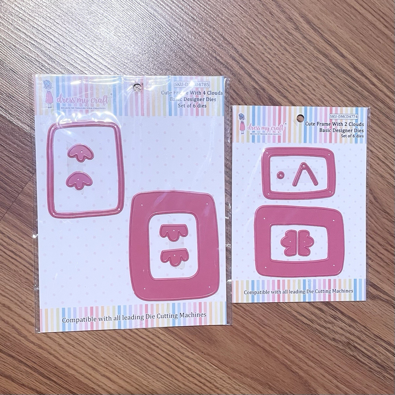 Dress My Craft Basic Designer Metal Die Set Lot Cute Frames With Clouds New