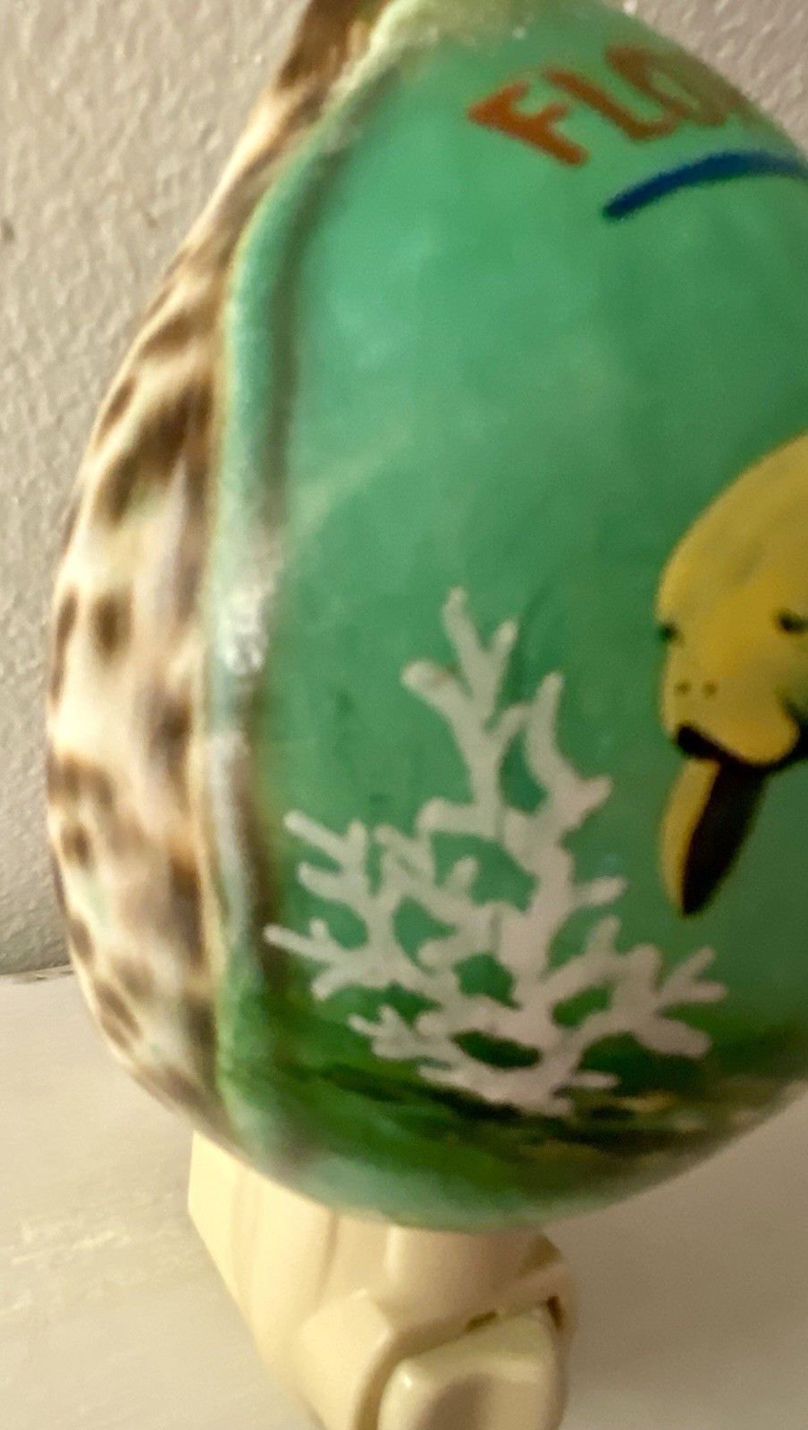Handpainted Cowrie Shell Night Light Florida Manatees