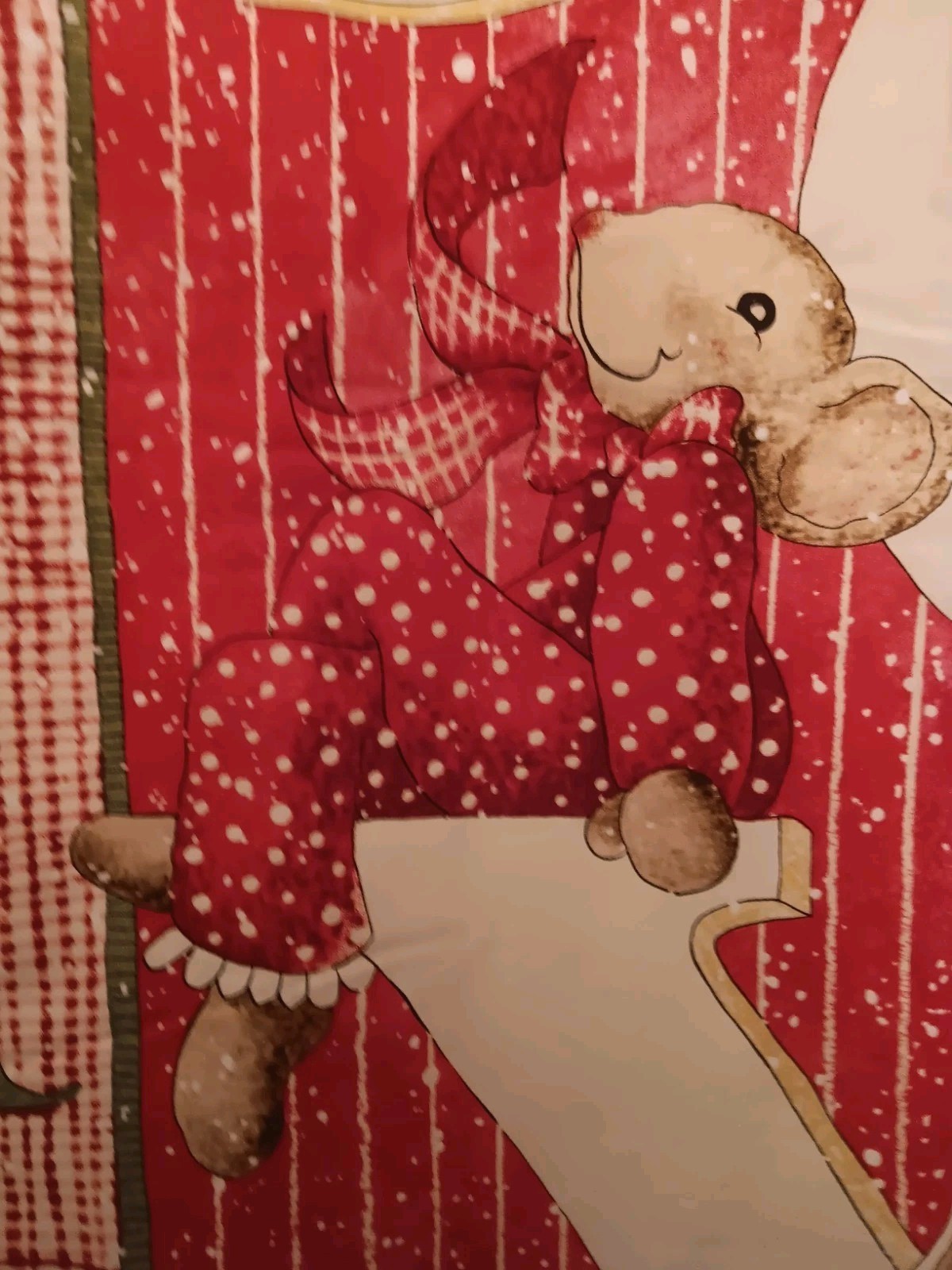 County Christmas Mice Throw Patchwork Quilt Wall Hanging 40" X 34” JOY HM Cute