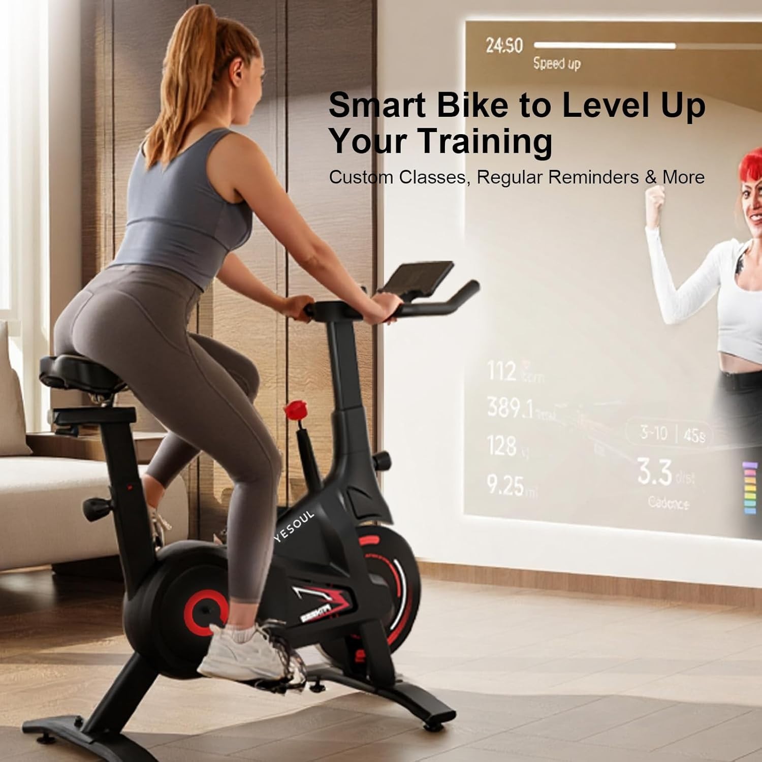 Exercise Bike for Home – Stationary Bike with Stable Triangle Up to 300 lbs