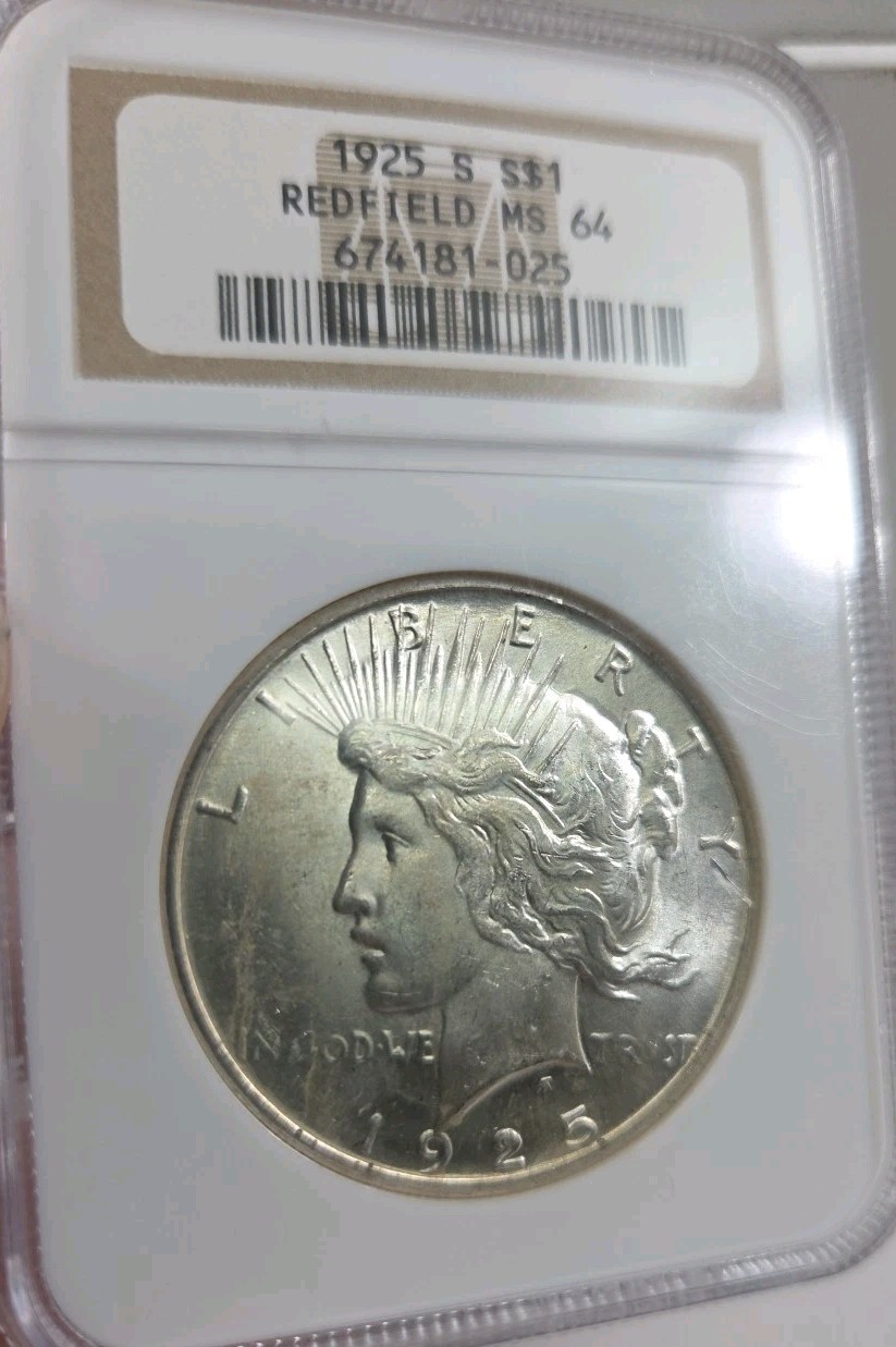 1925-S Peace Dollar $1.00 NGC MS64 RedField.