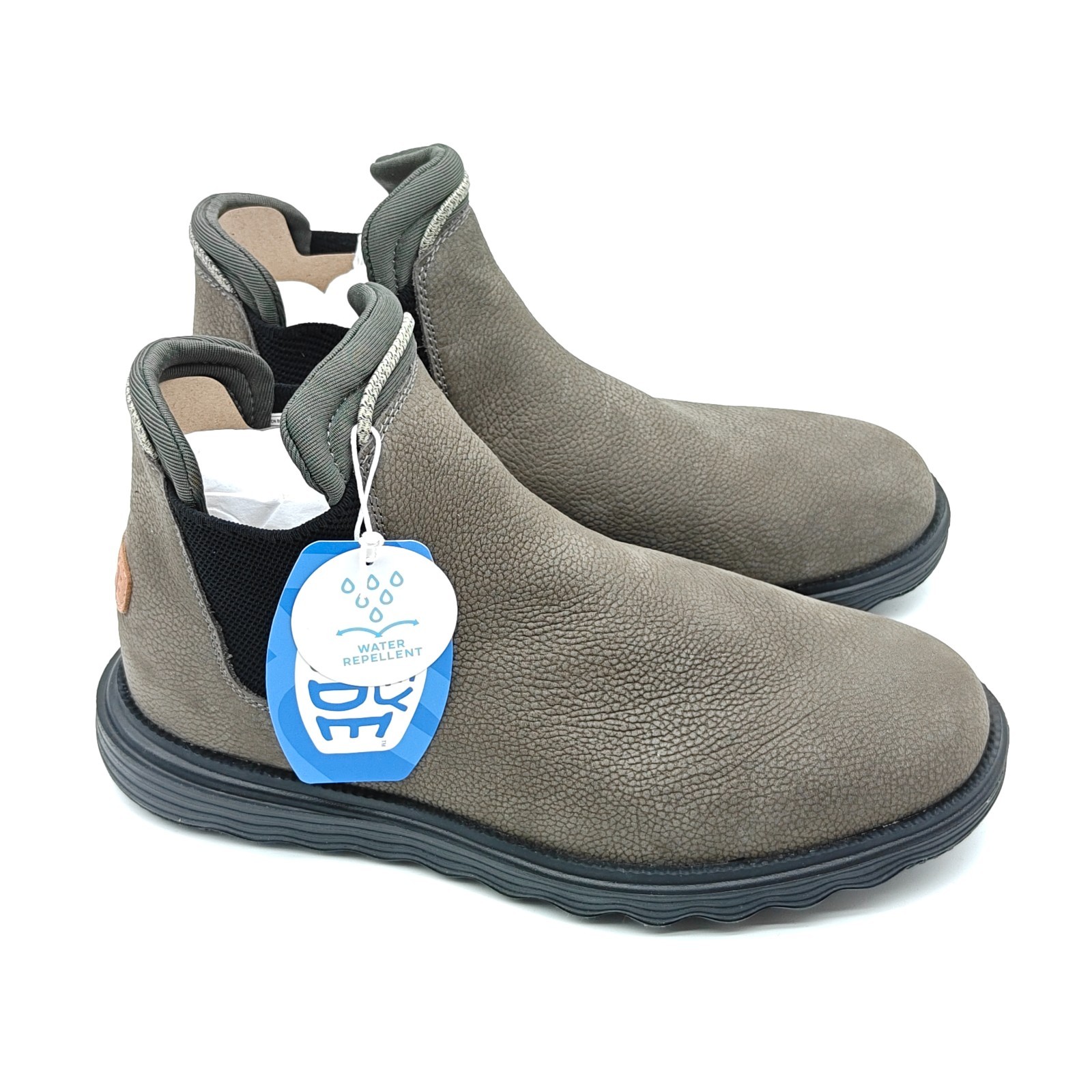 Hey Dude Men' Grey Chelsea Water Repellent Branson Boot M Craft Leather Sz 8-15