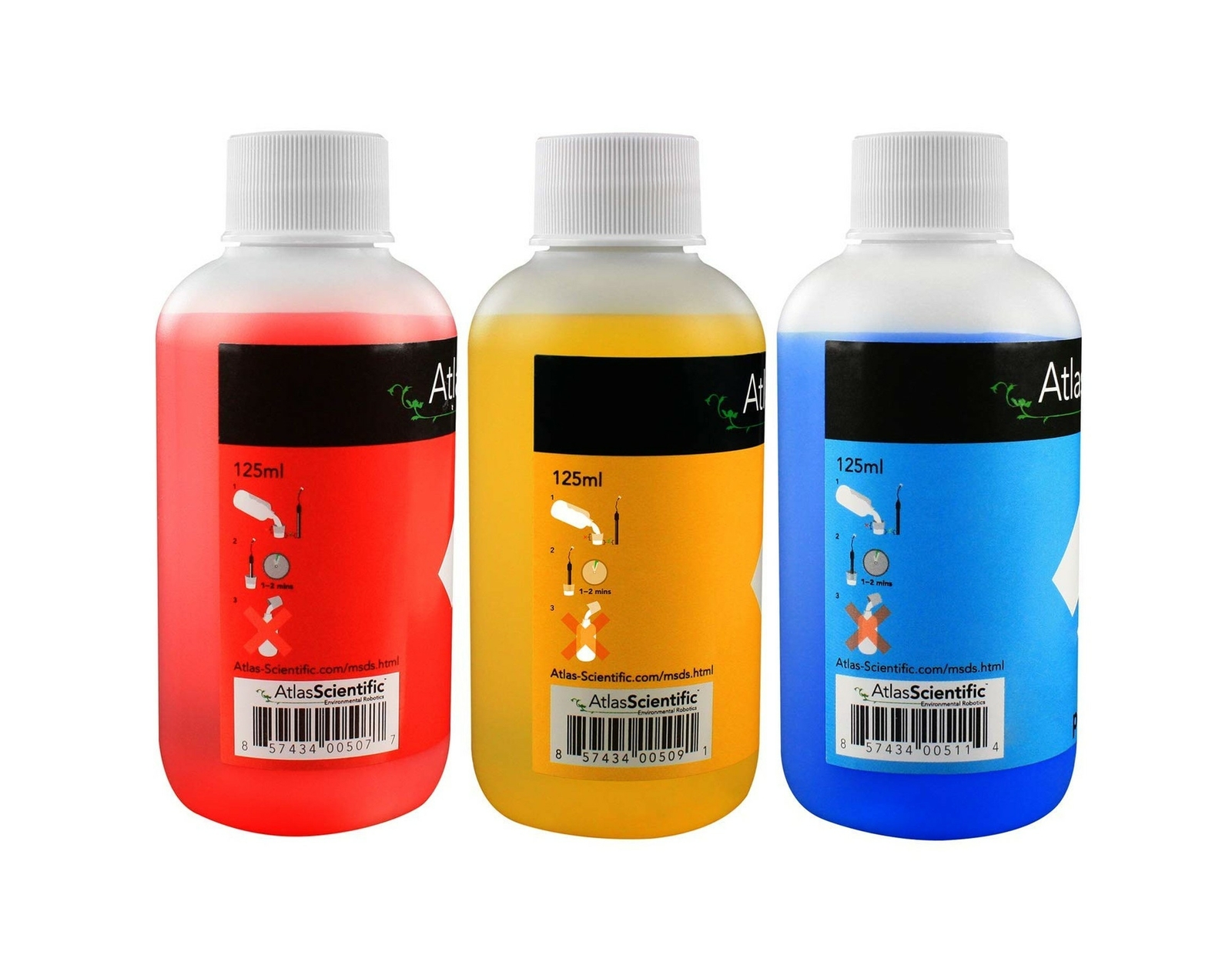 Atlas Scientific pH 4.00, 7.00, & 10.00 Calibration Solution 125ml - 4oz (Pac...