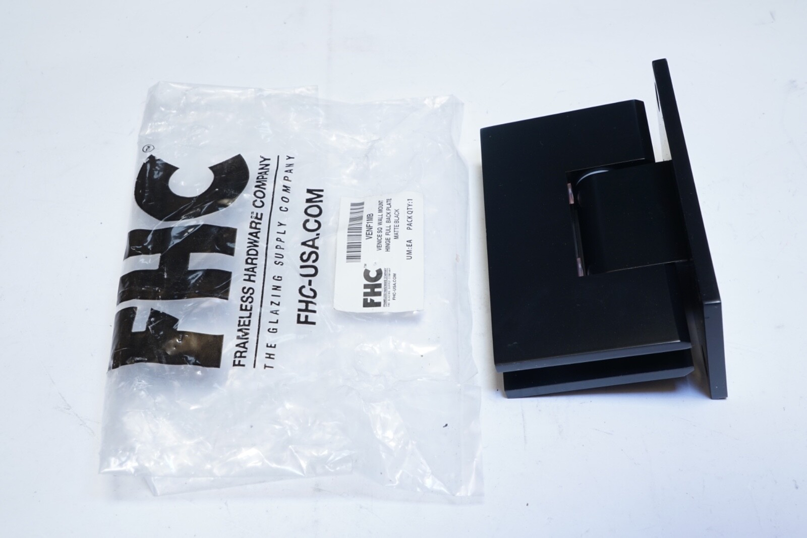 NO HARDWARE! FHC Venice Series Wall Mount Hinge - Full Back Plate - Matte Black